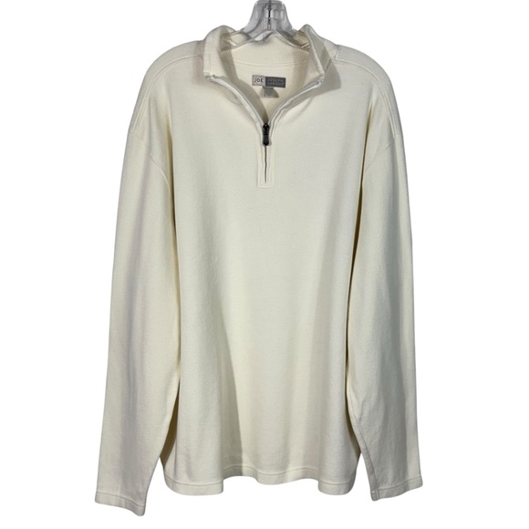 Joe Joseph Abbound Cream Off White Ribbed Knit Quarter Zip Pullover Sweatshirt - Picture 1 of 5